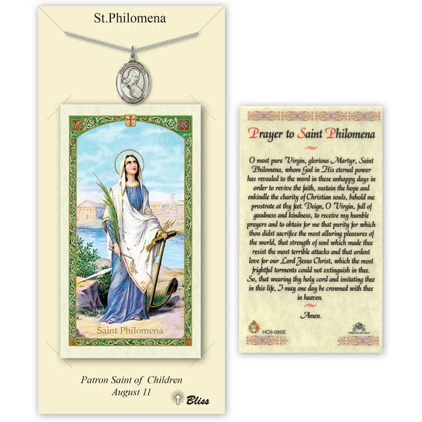 Bonyak Jewelry Pewter St Agatha on a 18 inch Curb Chain with a Prayer to St Anthony Prayer Card Bonyak Jewelry Pewter St Agatha on a 18 inch Curb Chain with a Prayer to St Anthony Prayer Card